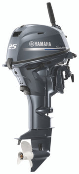 Yamaha F25SWTHC Outboard - 15-Inch Shaft | 2-Cylinder | Tiller Handle | Electric & Manual Start | Power Trim and Tilt | Gray
