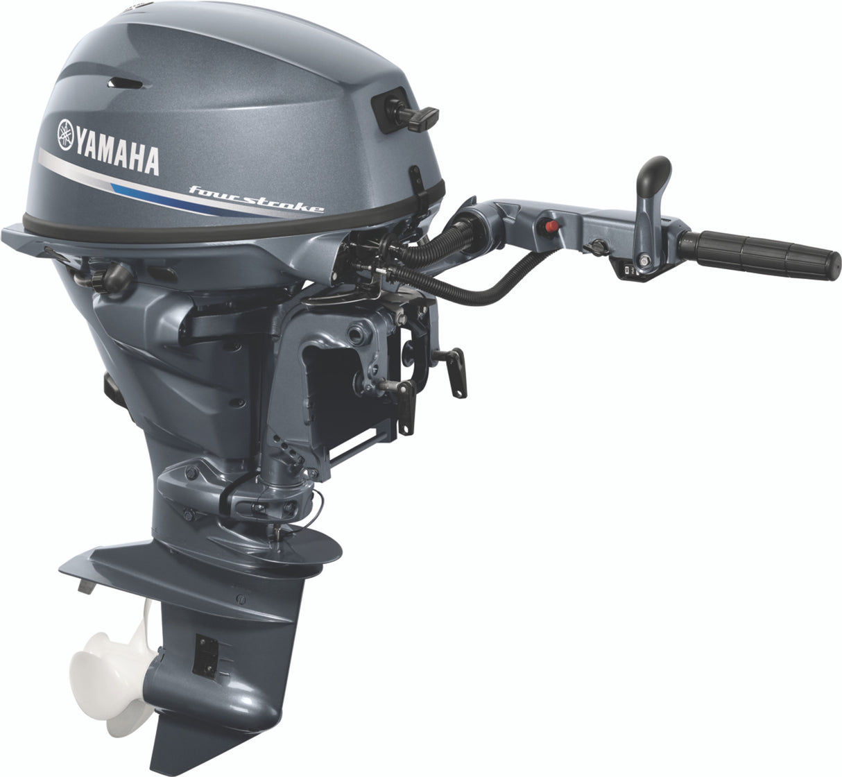 Yamaha F25SWTHC Outboard - 15-Inch Shaft | 2-Cylinder | Tiller Handle | Electric & Manual Start | Power Trim and Tilt | Gray