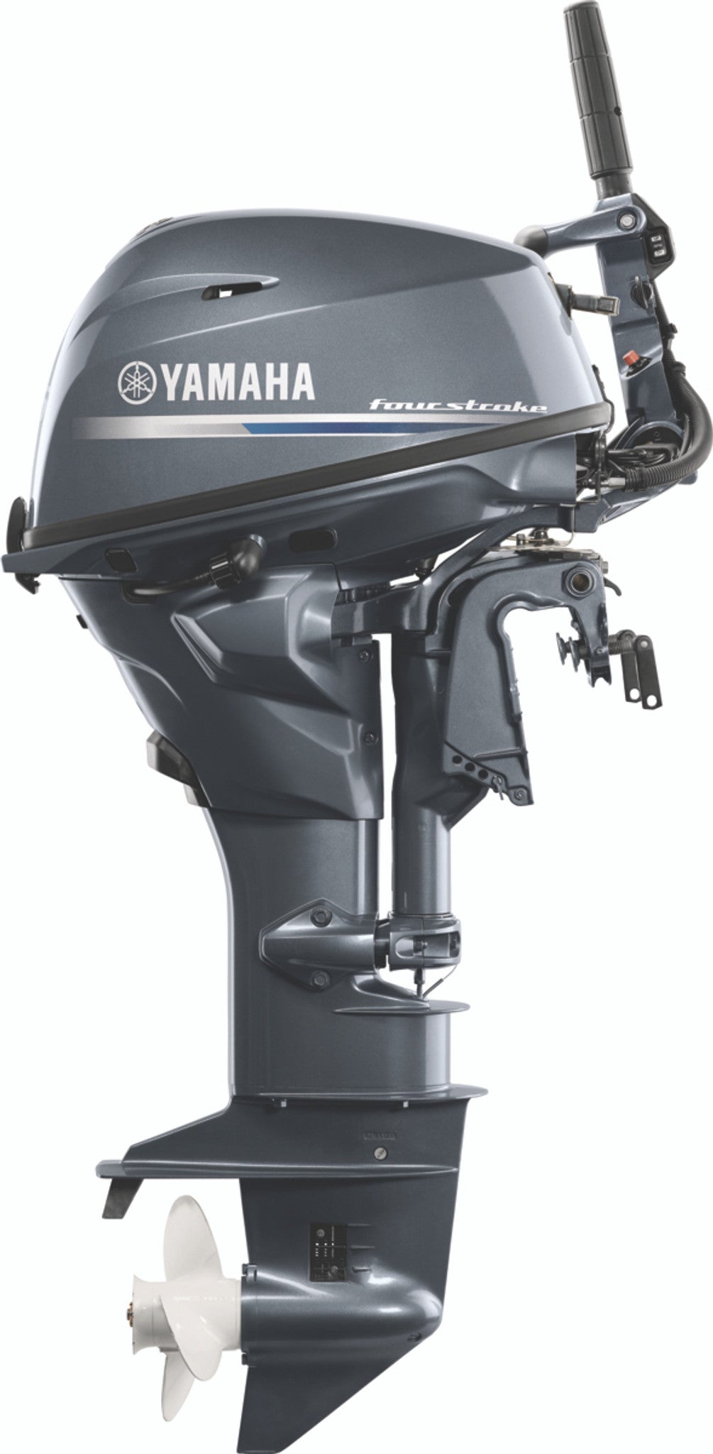 Yamaha F25SWTHC Outboard - 15-Inch Shaft | 2-Cylinder | Tiller Handle | Electric & Manual Start | Power Trim and Tilt | Gray