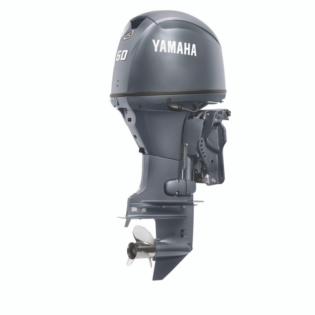 Yamaha F60LC Outboard - 20-Inch Shaft | Remote Control | Electric Start | Power Trim & Tilt | Gray