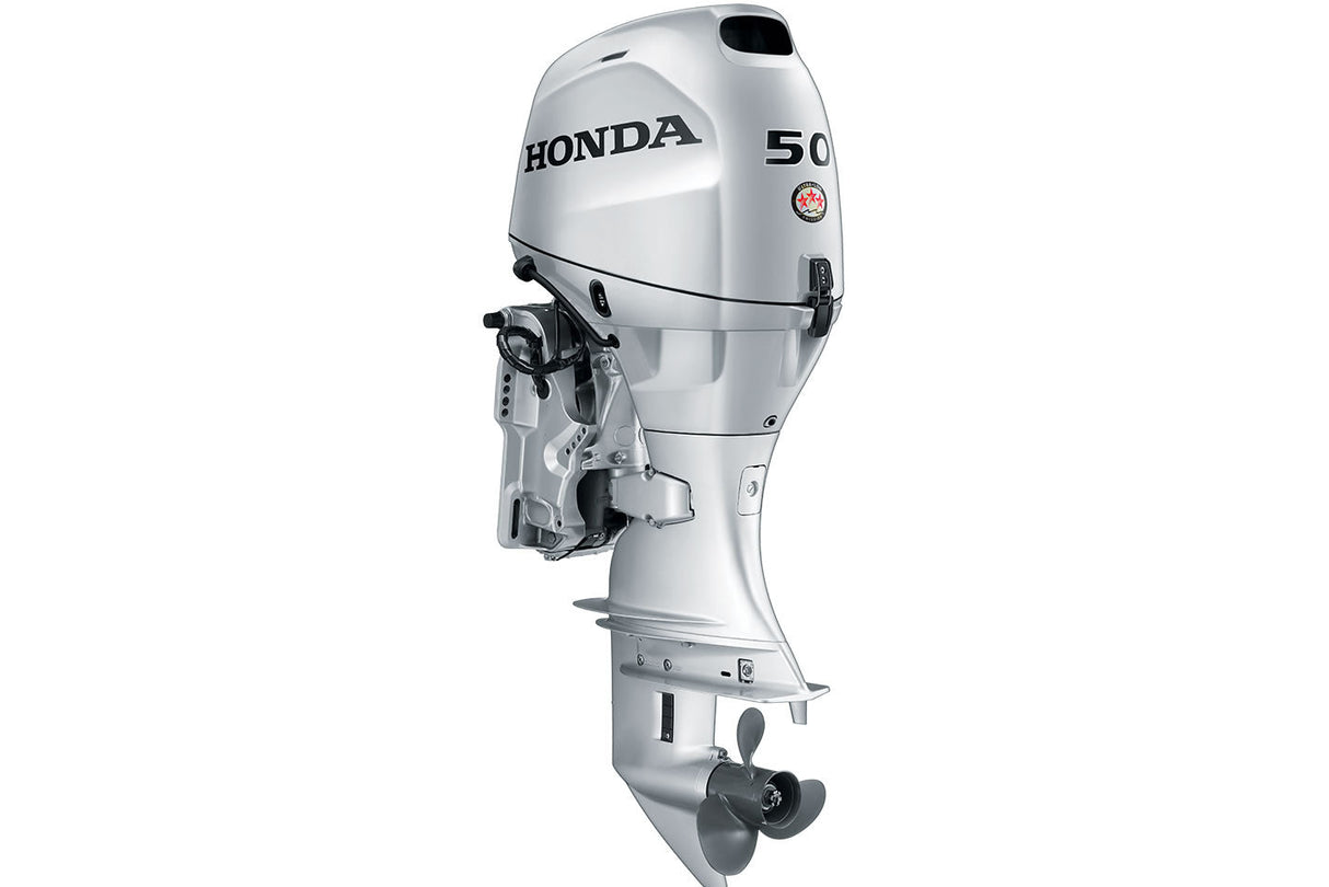 Moteur hors-bord Honda BF50D4XRTA - Arbre de 25 pouces | Télécommande | Démarrage électrique | Relevage électrique | Argent