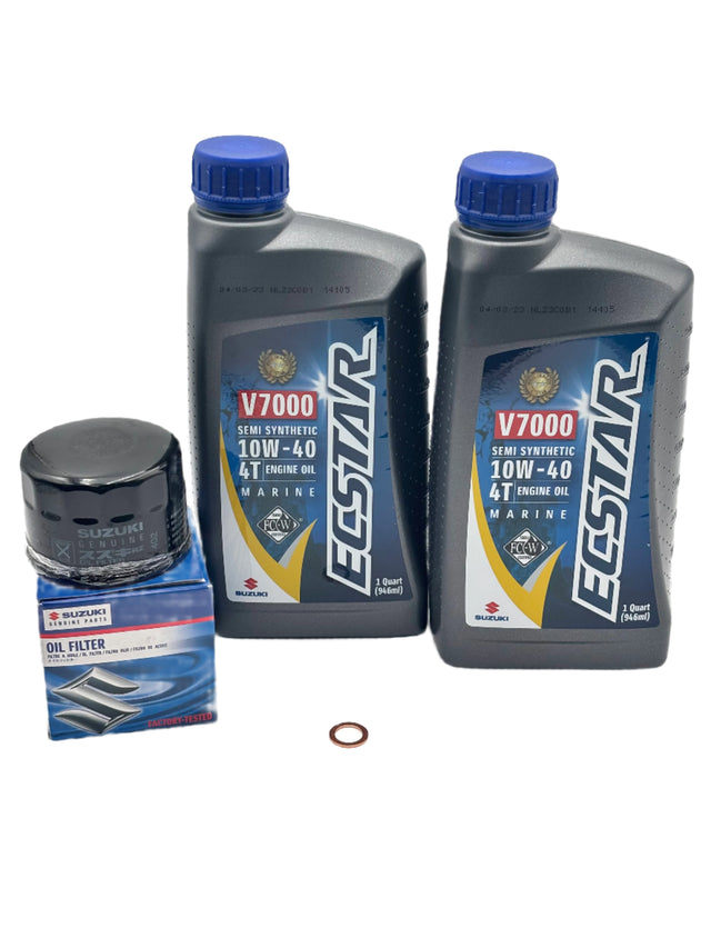 Suzuki Outboard Oil Change Kit - DF25A & DF30A - Ecstar V7000 10W40 Semi Synthetic Marine Engine Oil