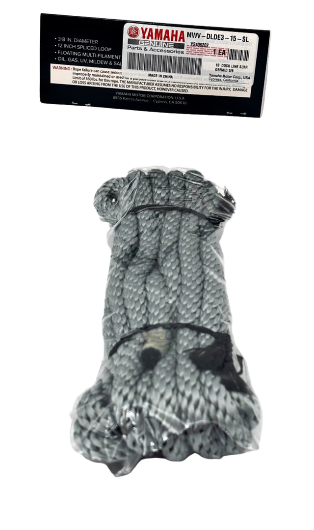 Yamaha - 15' Dock Line Silver Dbraid 3/8 - MWV-DLDE3-15-SL