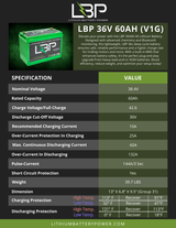Lithium Battery Power - 36v 60Ah Lithium Battery with Bluetooth Monitoring