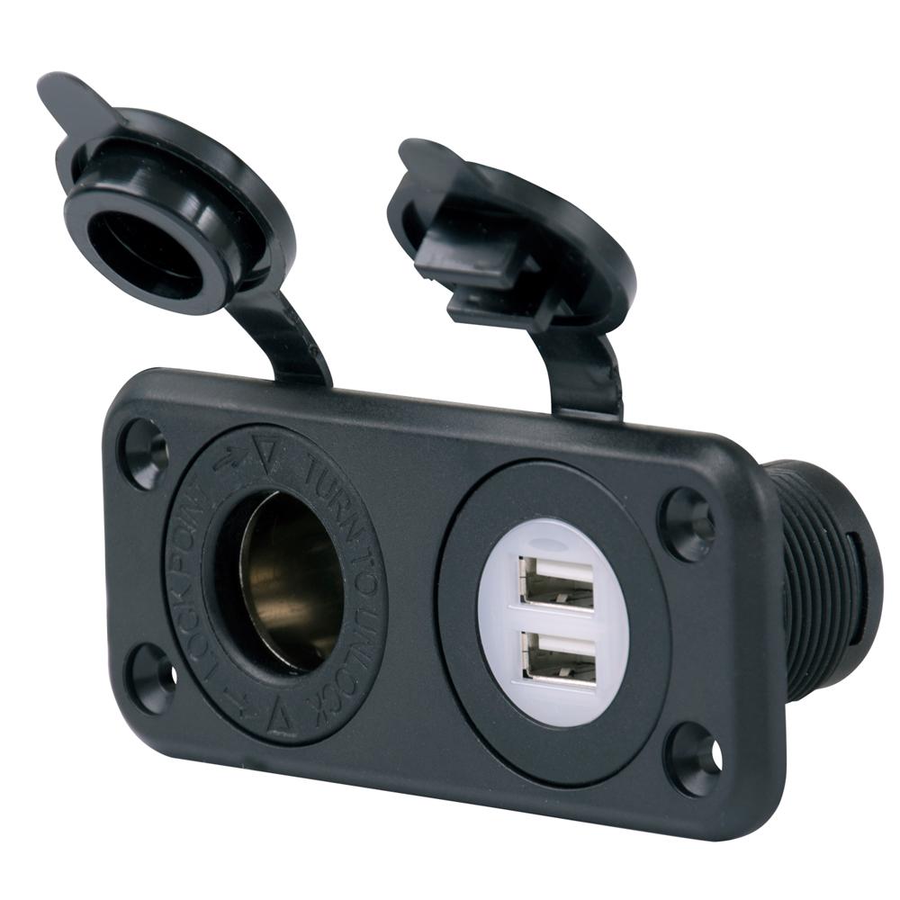 Marinco SeaLink Deluxe Dual USB Charger & 12V Receptacle - 12VCOMBO