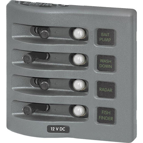 Blue Sea -  WeatherDeck Water Resistant Circuit Breaker Panel - 4 Position - Grey - 4374