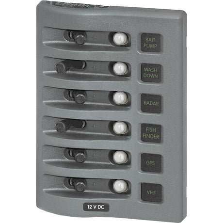 Blue Sea - Weather Deck Water Resistant Circuit Breaker Panel - 6 Position - Grey - 4376