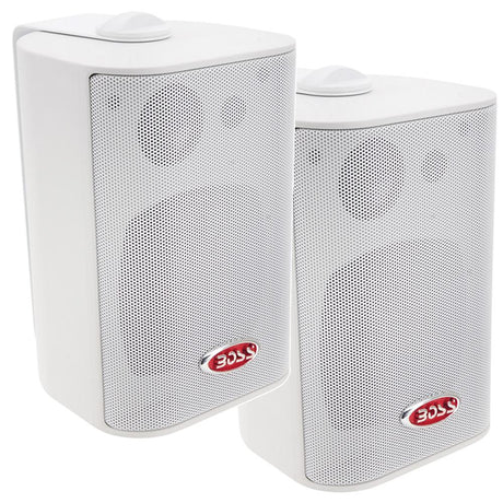 Boss Audio - MR4.3W 4" 3-Way Marine Box Speakers - Pair - 200W - White - MR4.3W