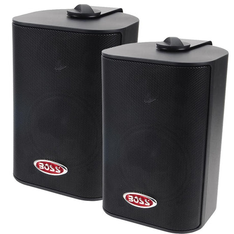 Boss Audio - MR4.3B 4" 3-Way Marine Box Speakers - Pair - 200W - Black - MR4.3B