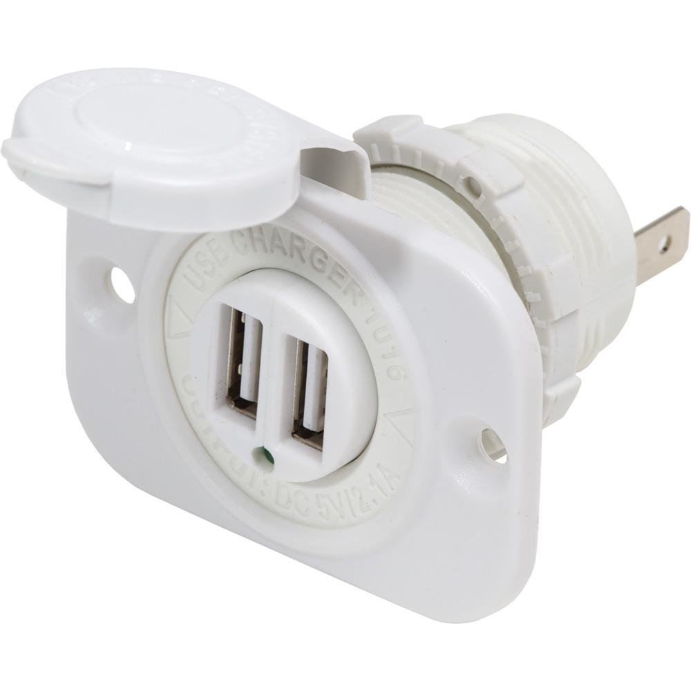 Blue Sea - 12V DC Dual USB Charger Socket - White - 1016200