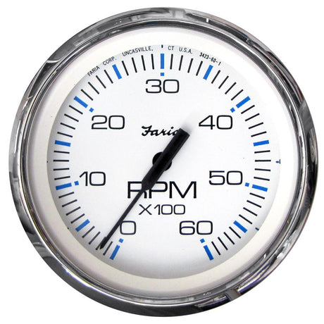 Faria Chesapeake White SS 4" Tachometer - 6000 RPM (Gas) (Inboard & I/O) - 33807