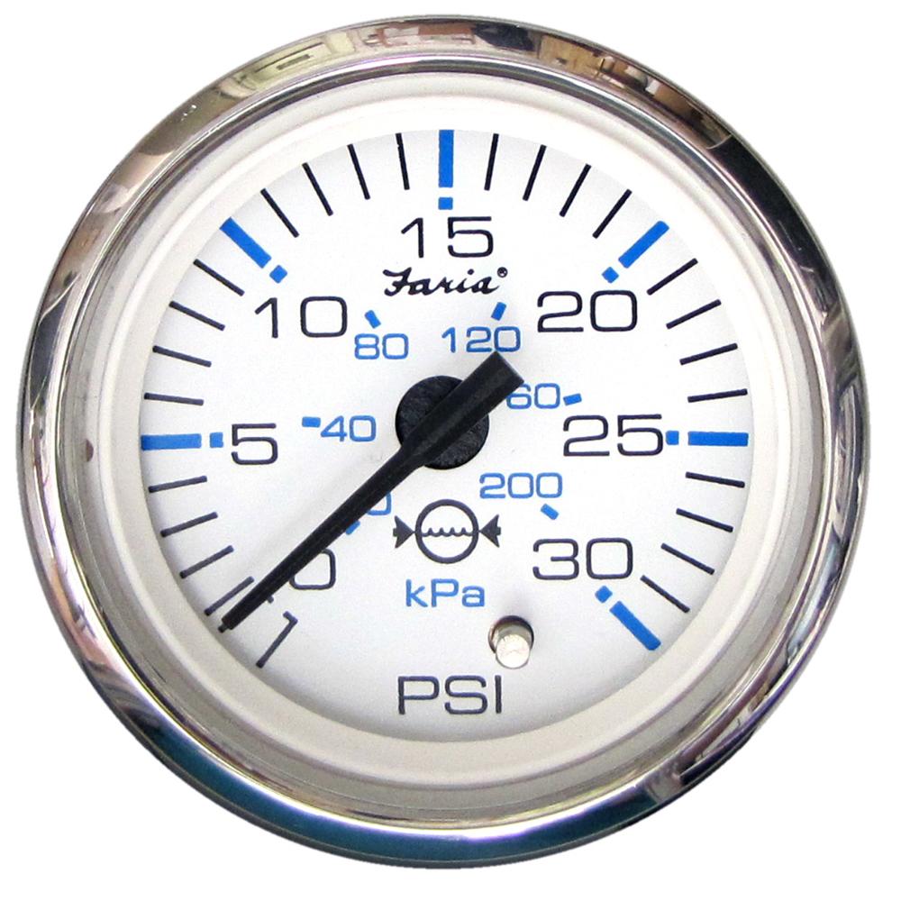 Faria Chesapeake White SS 2" Water Pressure Gauge Kit - 30 PSI - 13812