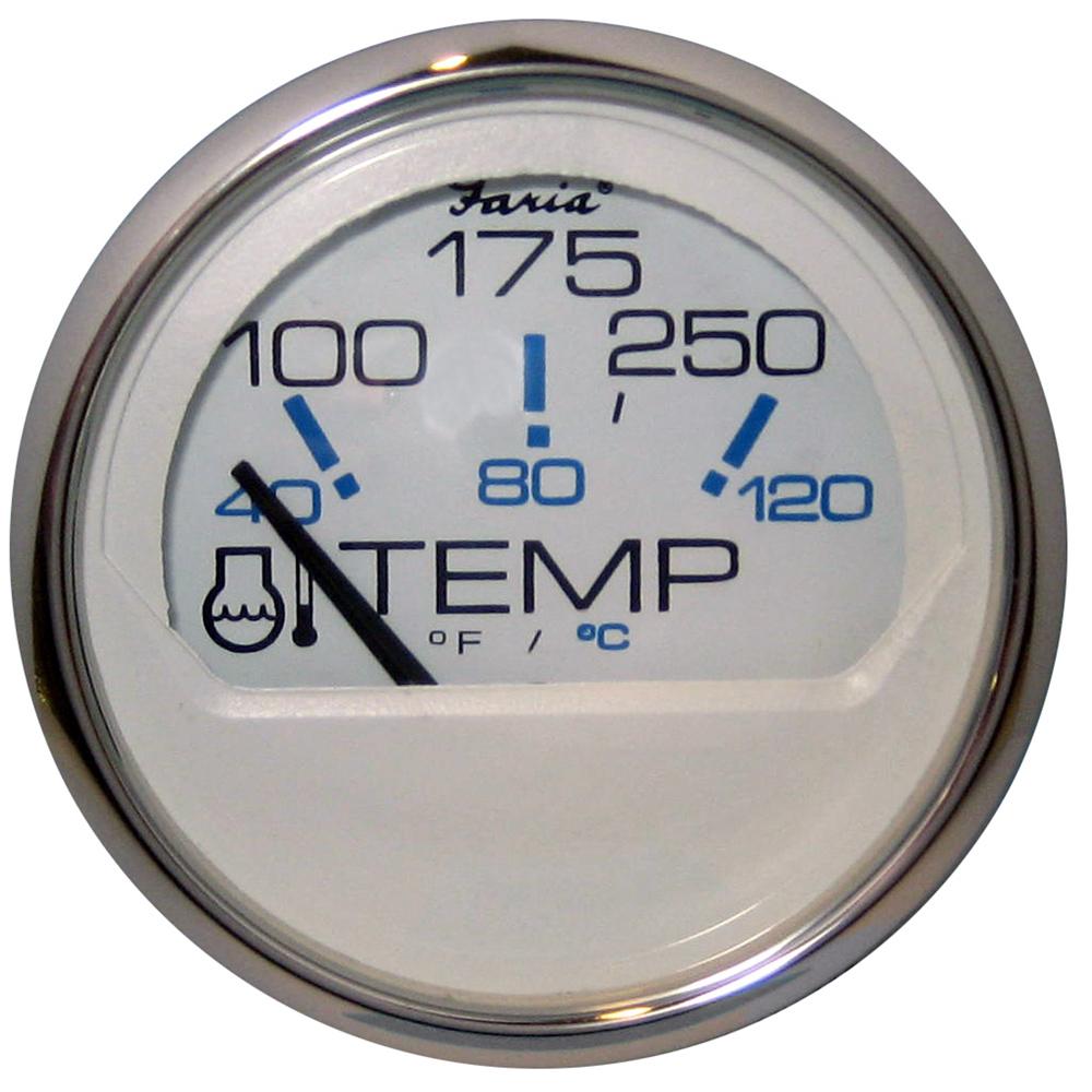 Faria Chesapeake White SS 2" Water Temperature Gauge (100-250F) - 13804