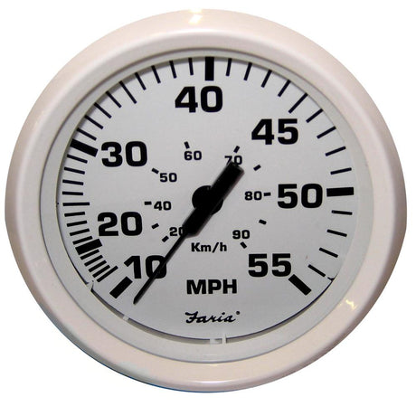 Faria Dress White 4" Speedometer - 55 MPH (Pitot) - 33112