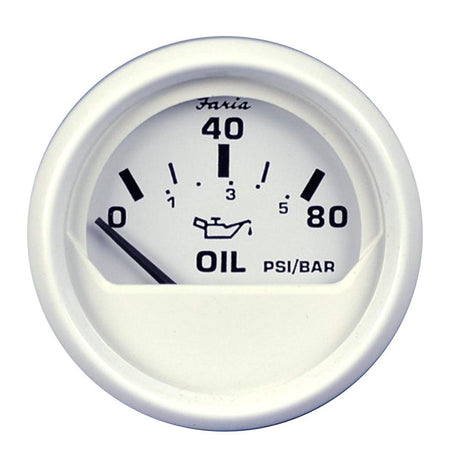 Faria Dress White 2" Oil Pressure Gauge - 80 PSI - 13102