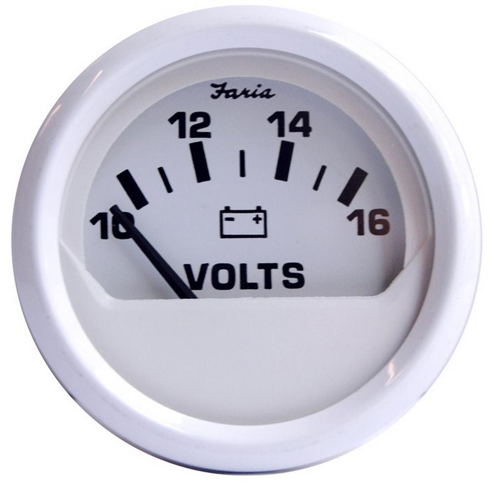 Faria Dress White 2" Voltmeter (10-16 VDC) - 13120