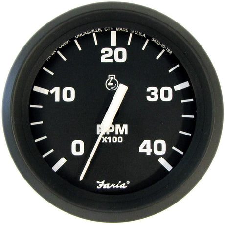 Faria Euro Black 4" Tachometer - 4000 RPM (Diesel) (Mechanical Takeoff) - 32842