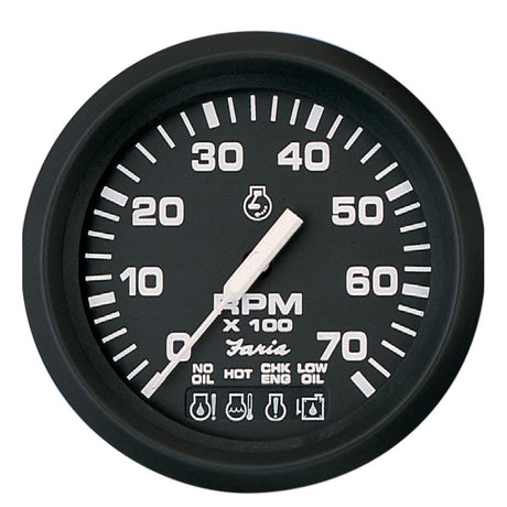 Faria Euro Black 4" Tachometer w/Systemcheck 7000 RPM (Gas) f/ Johnson / Evinrude Outboard) - 32850