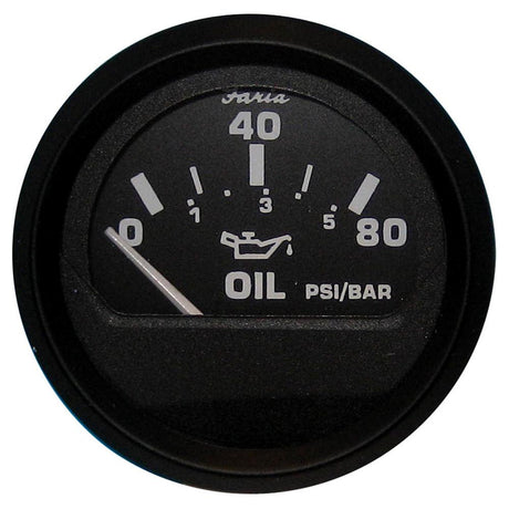 Faria Euro Black Oil Pressure Gauge - 80 PSI - 12803