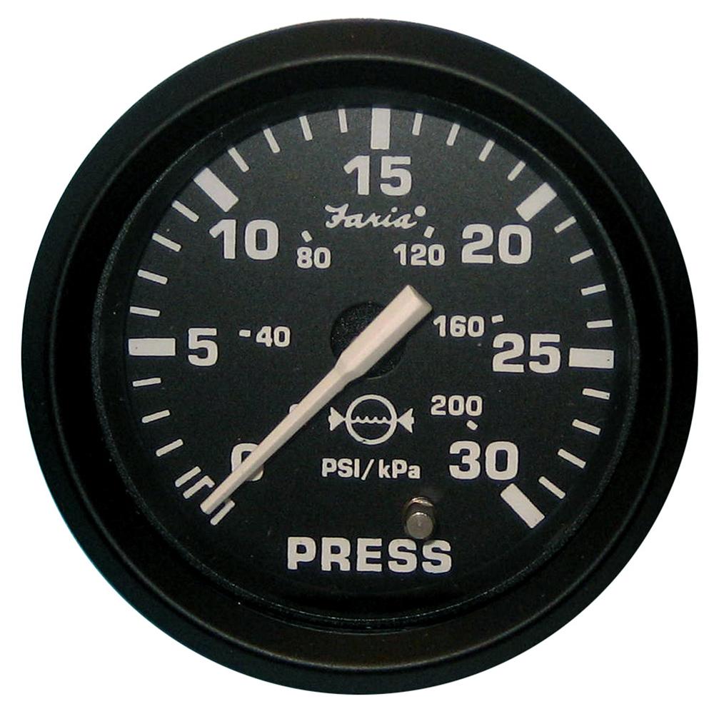 Faria Euro Black 2" Water Pressure Gauge Kit - 30 PSI - 12810