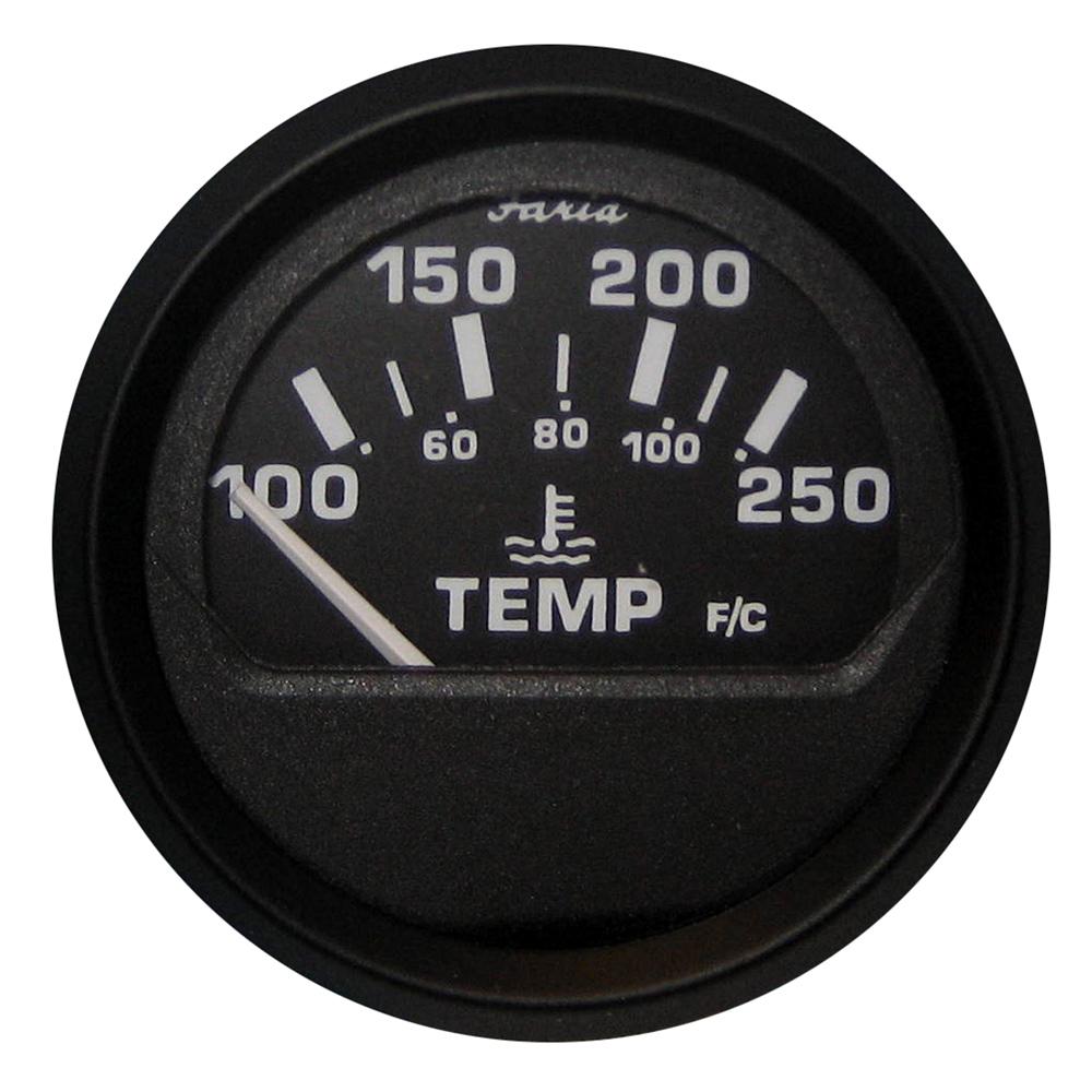 Faria Euro Black 2" Water Temperature Gauge (100-250F) - 12812