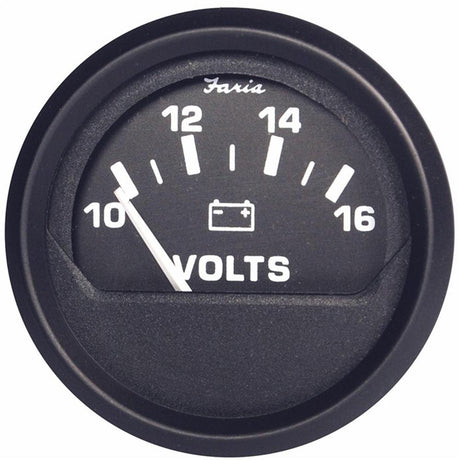 Faria Euro Black 2" Voltmeter (10-16 V) - 12821