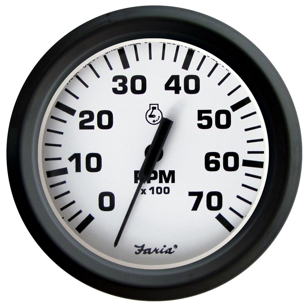 Faria Euro White 4" Tachometer 7000 RPM (Gas) (Outboards) - 32905