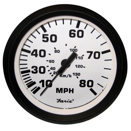 Faria 4" Speedometer - 80MPH (Mechanical) - Euro White - 32910