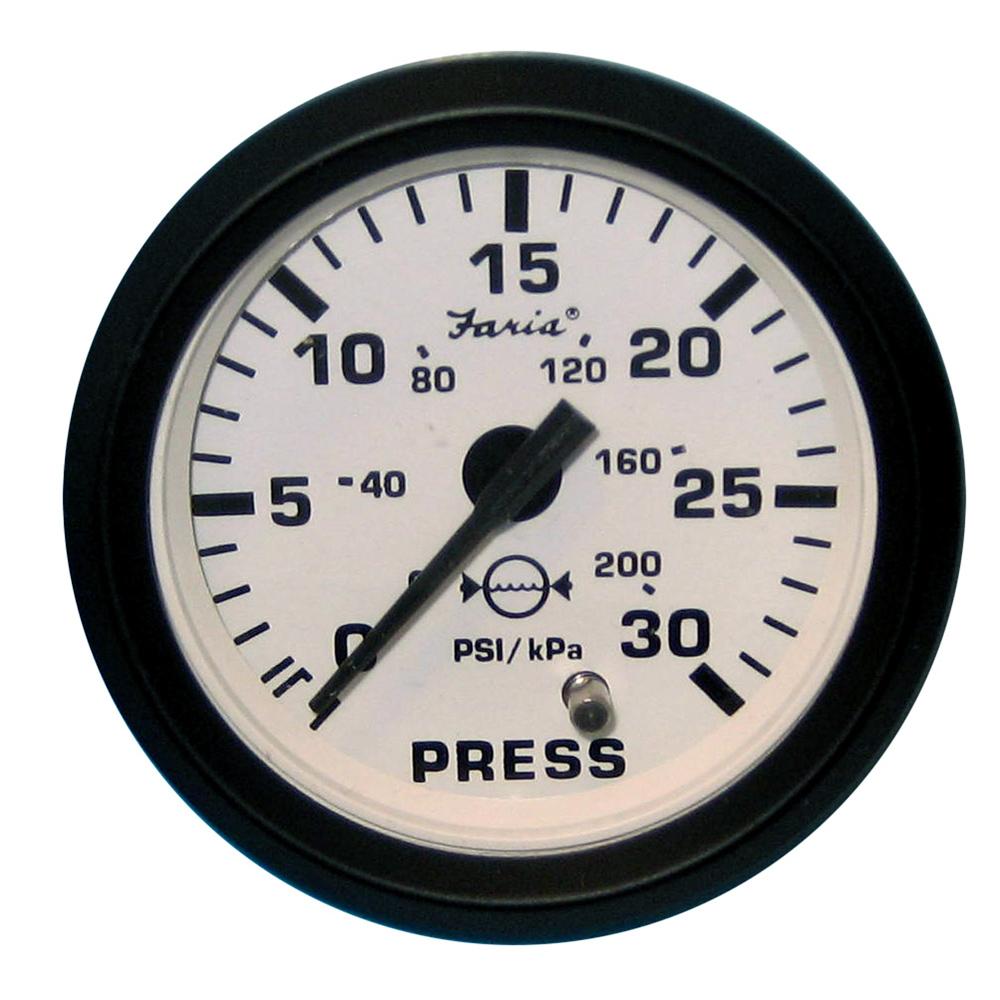 Faria Euro White 2" Water Pressure Gauge (30 PSI) - 12903