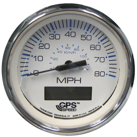 Faria Chesapeake White SS 4" Speedometer w/LCD Heading Display - 80MPH (GPS) - 33829