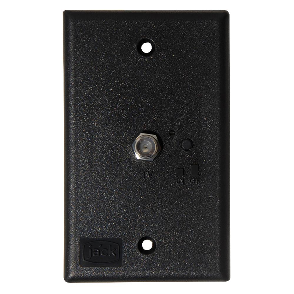 KING - Jack PB1001 TV Antenna Power Injector Switch Plate - Black - PB1001