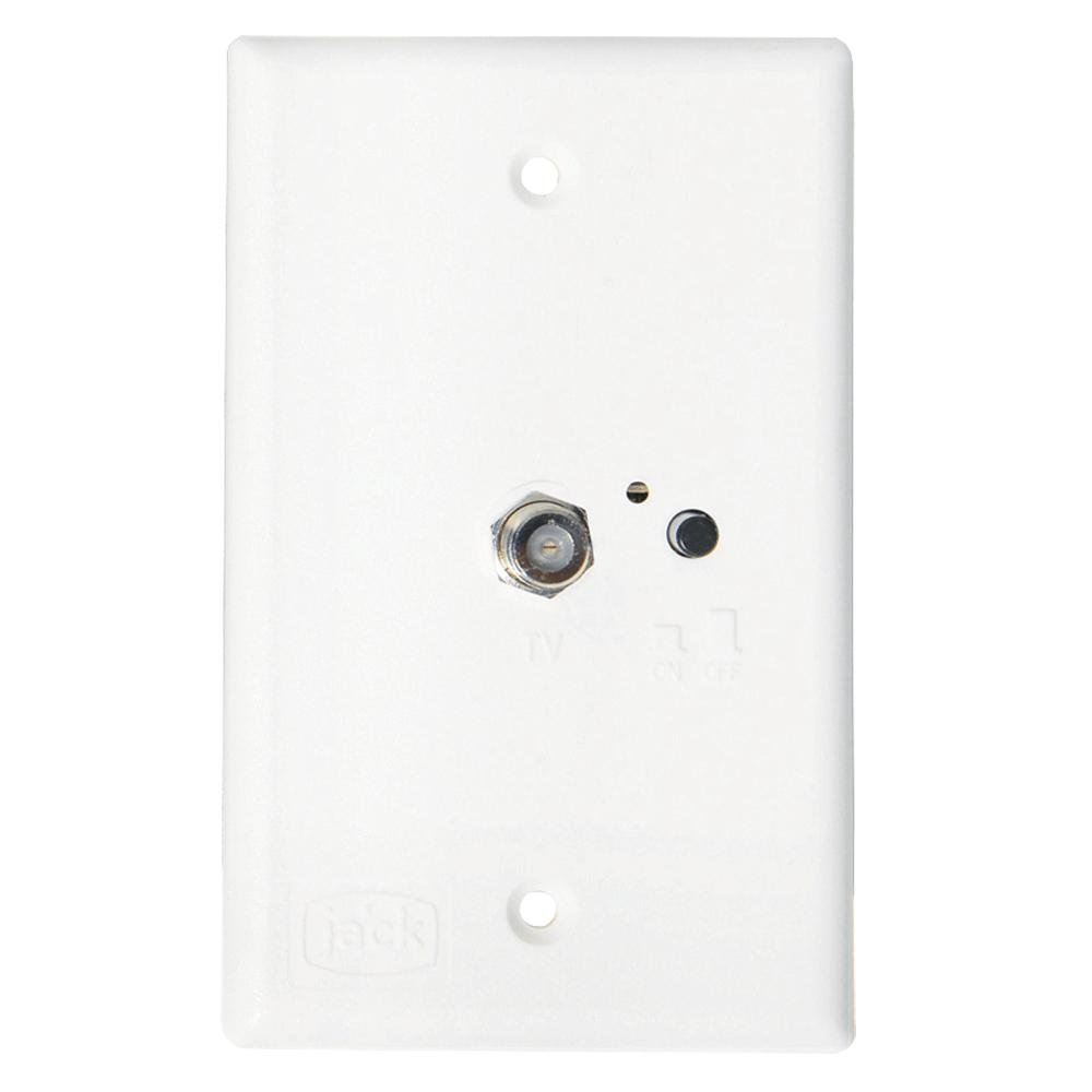 KING - Jack PB1000 TV Antenna Power Injector Switch Plate - White - PB1000