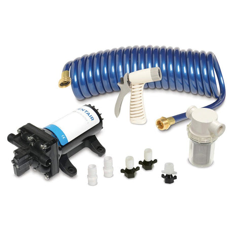 Shurflo by Pentair - PRO WASHDOWN KIT II Ultimate - 12 VDC - 5.0 GPM - Includes Pump, Fittings, Nozzle, Strainer, 25' Hose - 4358-153-E09