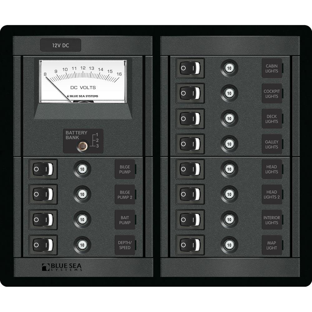 Blue Sea 1464 12 Position Switch CLB + Meter Square - 1464