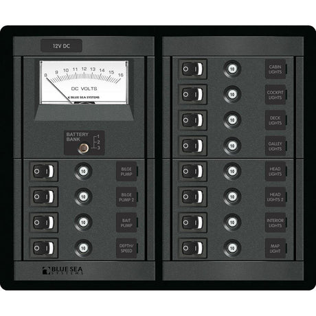 Blue Sea 1464 12 Position Switch CLB + Meter Square - 1464