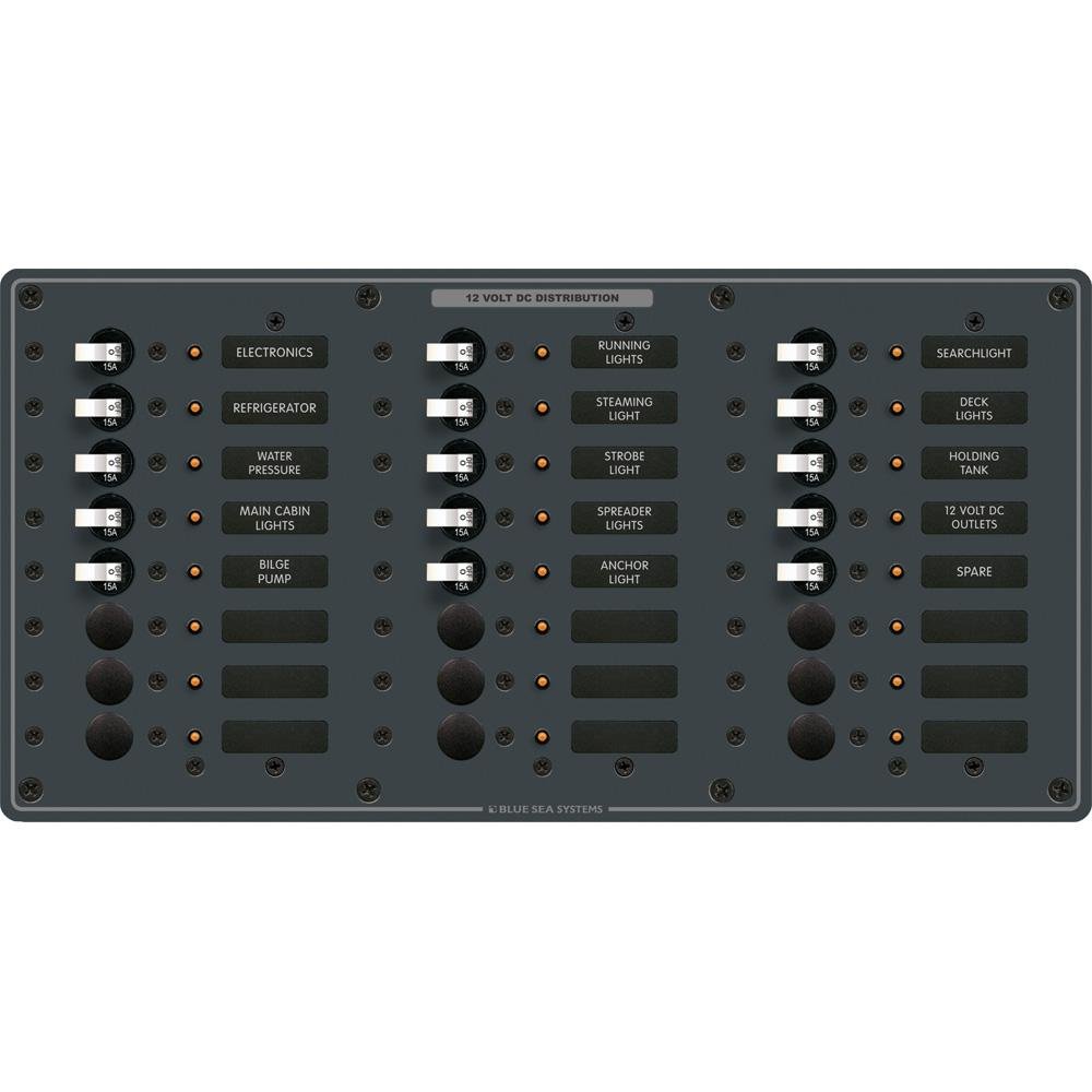 Blue Sea 8264 Traditional Metal DC Panel - 24 Positions - 8264