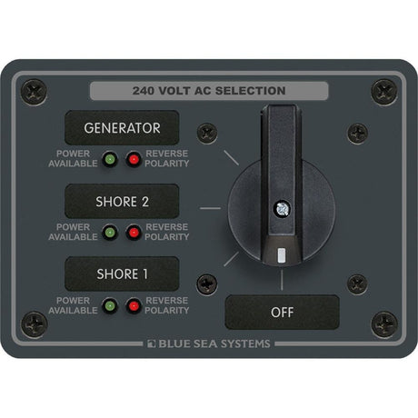 Blue Sea 8361 AC Rotary Switch Panel 65 Ampere 3 Positions + OFF, 3 Pole - 8361