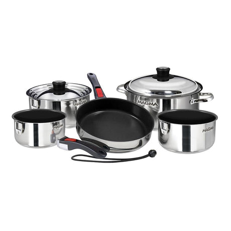 Magma Nesting 10-Piece Induction Compatible Cookware - SS Exterior & Slate Black Ceramica Non-Stick Interior - A10-366-2-IND