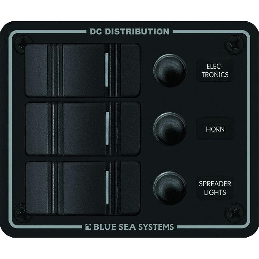 Blue Sea 8374 Water Resistant 3 Position - Black - Vertical Mount Panel - 8374