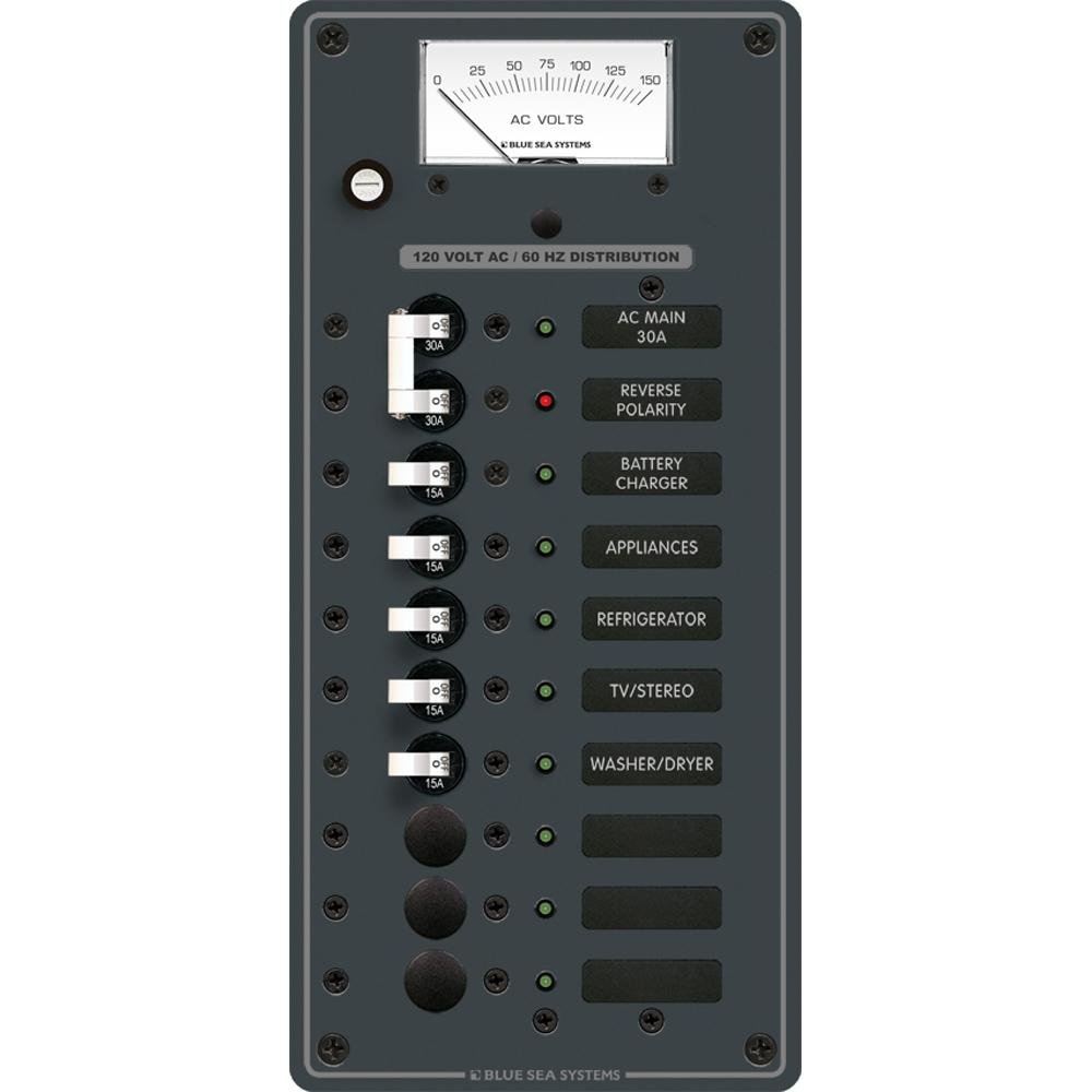 Blue Sea 8488 Breaker Panel - AC Main + 8 Positions - White - 8488