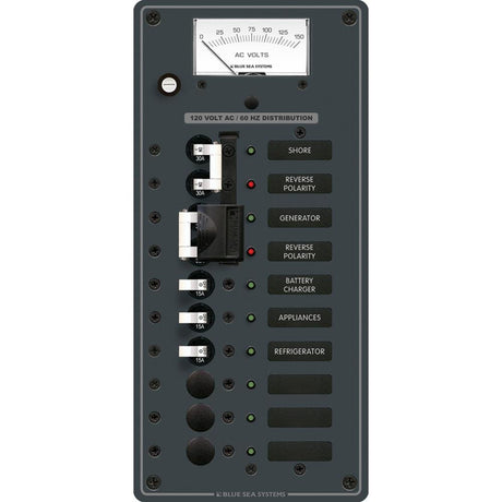 Blue Sea 8489 Breaker Panel - AC 2 Sources + 6 Positions - White - 8489