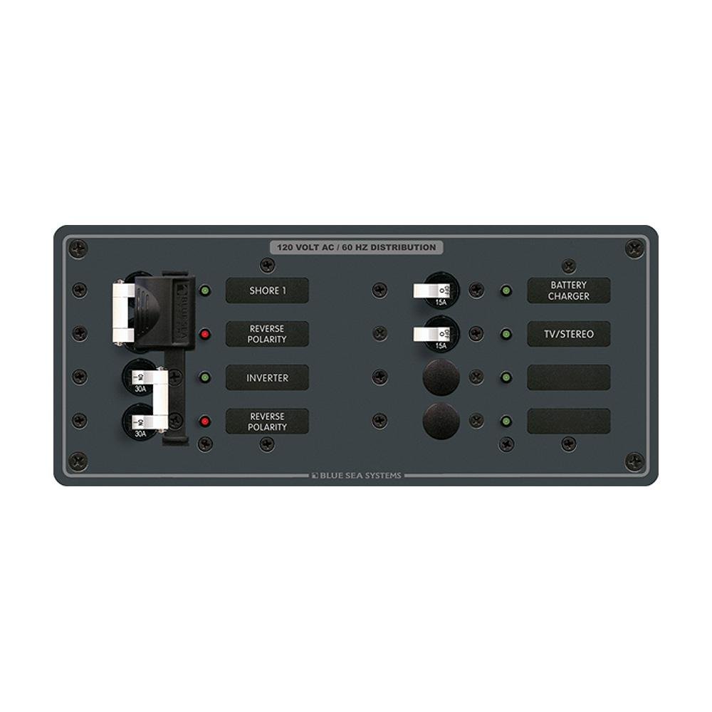 Blue Sea 8499 Breaker Panel - AC 2 Sources + 4 Positions - White - 8499