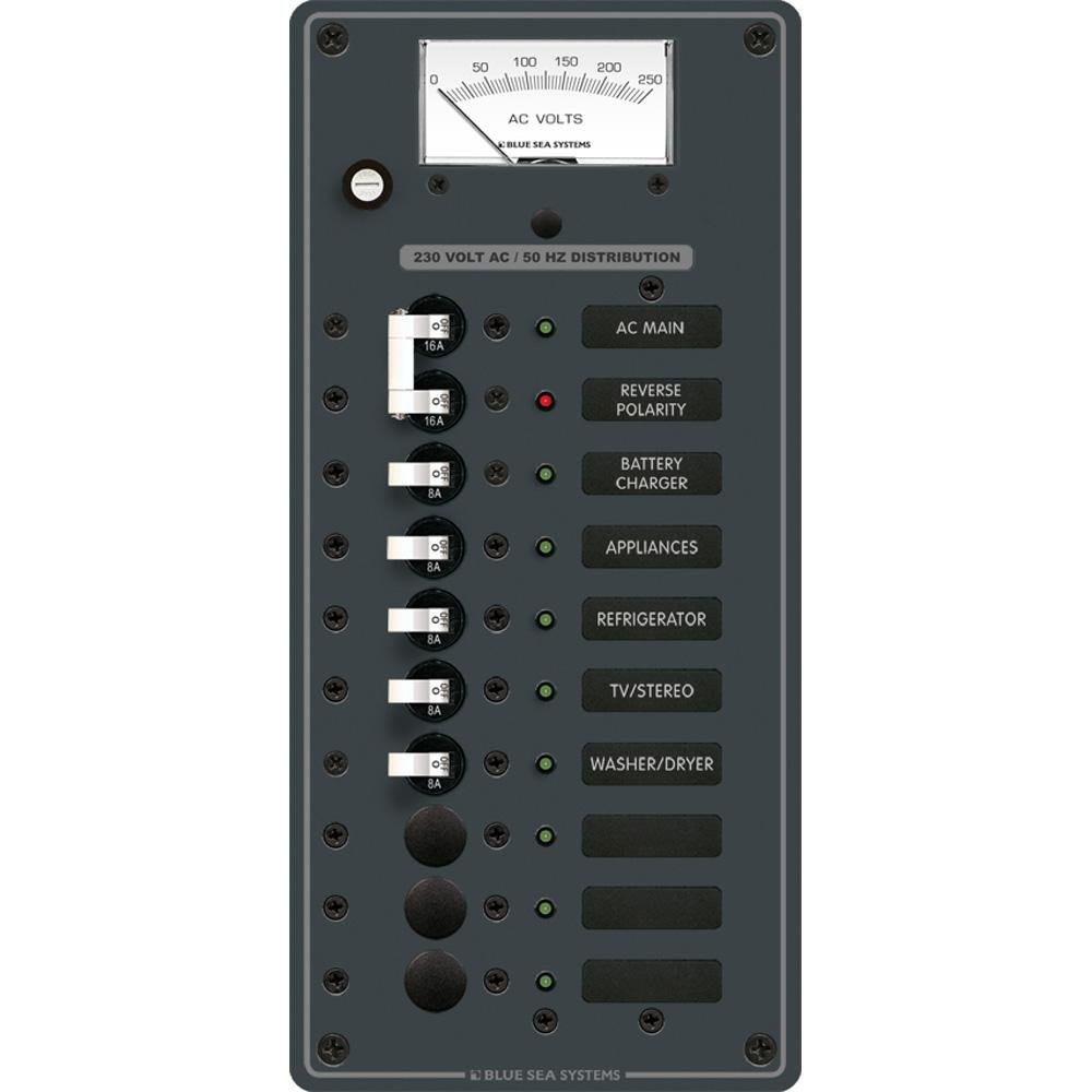 Blue Sea 8588 Breaker Panel - AC Main + 8 Positions (European) - White - 8588