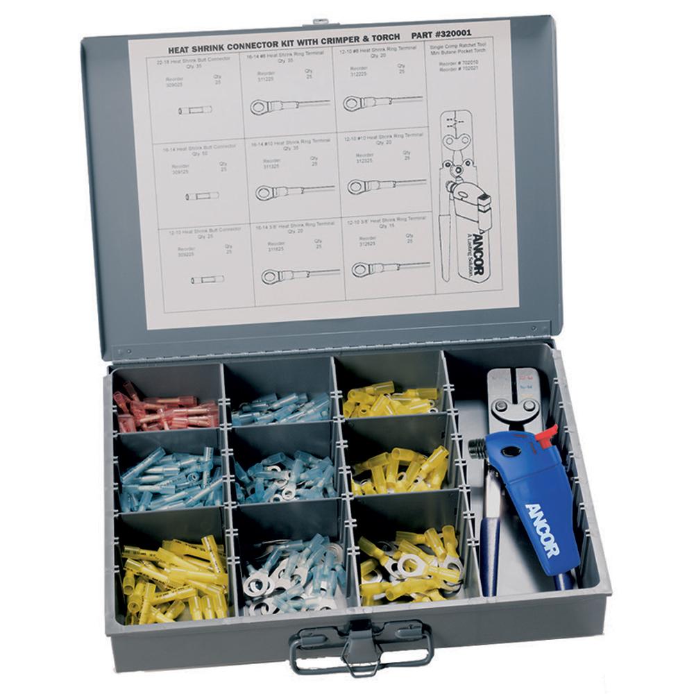 Ancor 257-Piece Heat Shrink Connector Kit w/Crimper & Mini Torch - 320001