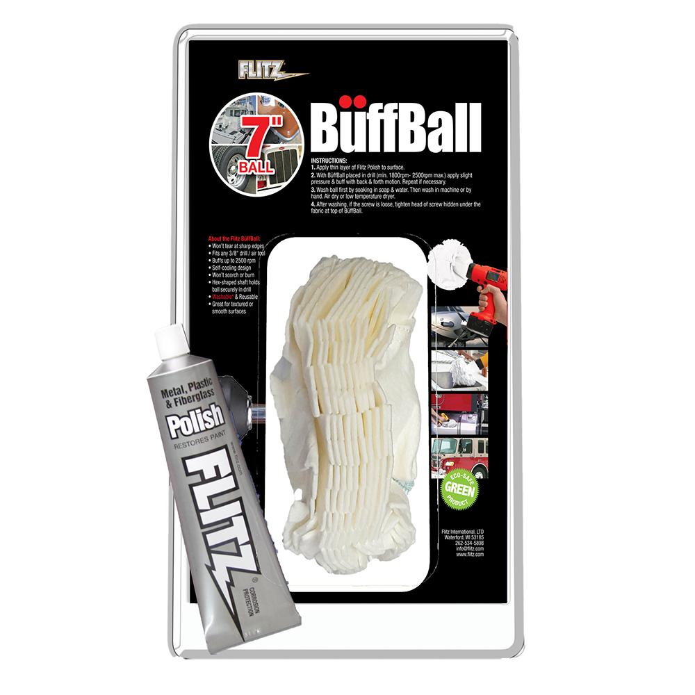 Flitz Buff Ball - Extra Large 7" - White w/1.76oz Tube Flitz Polish - WB 201-50