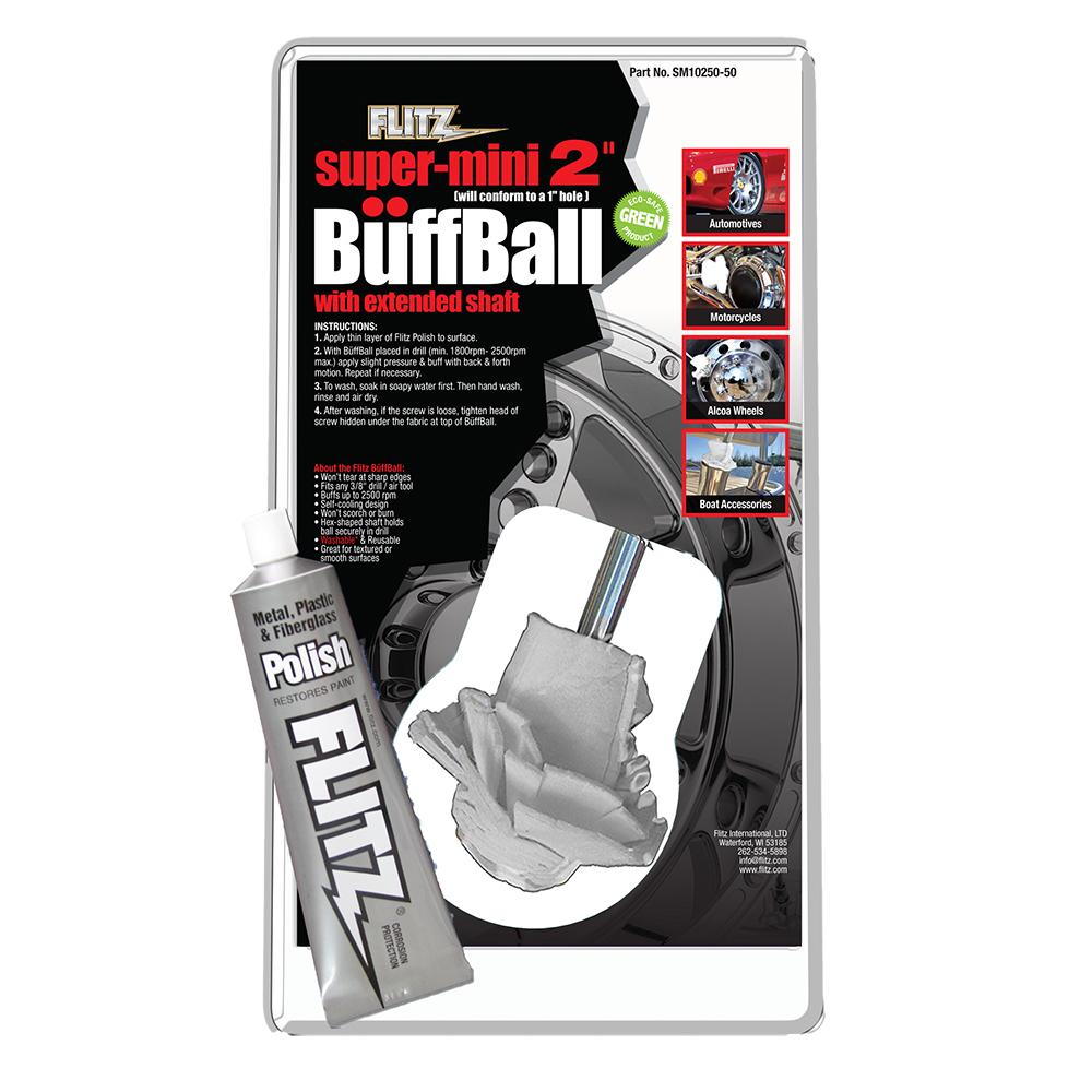 Flitz Buff Ball - Super Mini 2" - White w/1.76oz Tube Flitz Polish - SM 10250-50