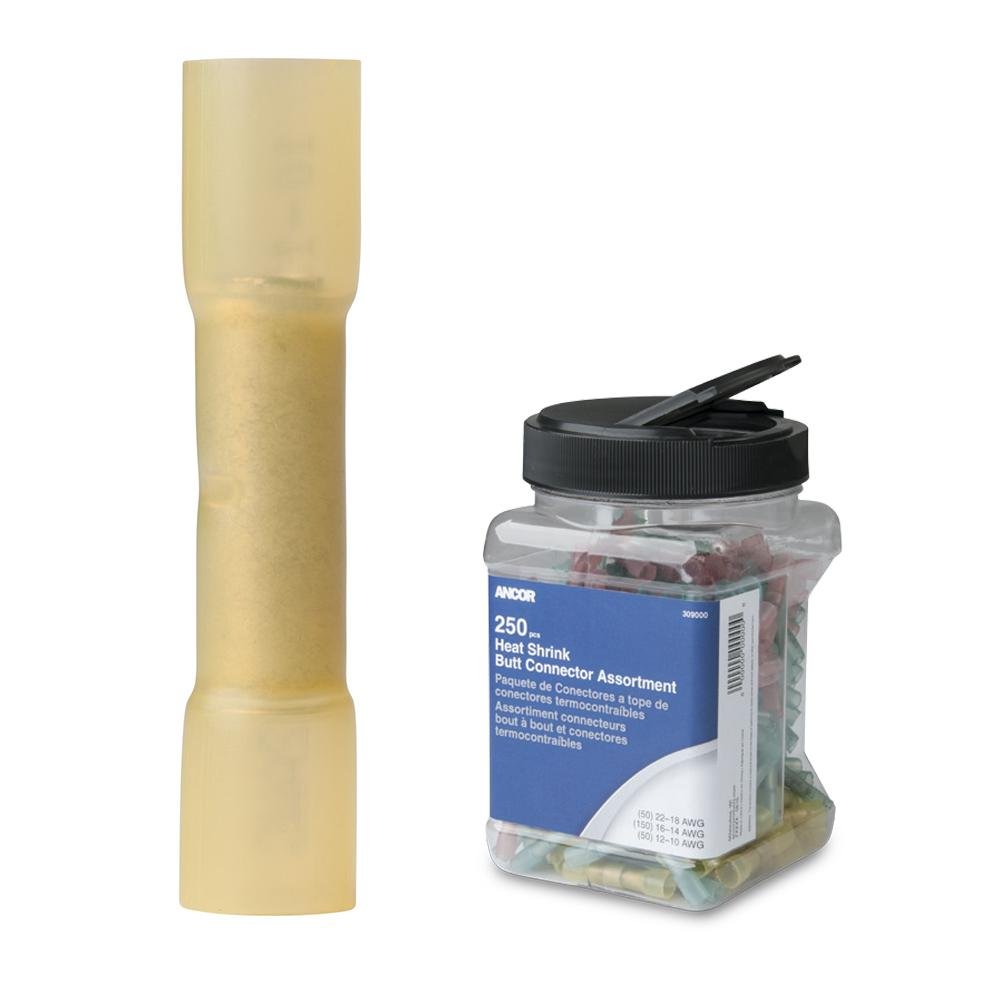 Ancor 12-10 AWG Heat Shrink Butt Connector - 250-Pieces - Jar - 309201