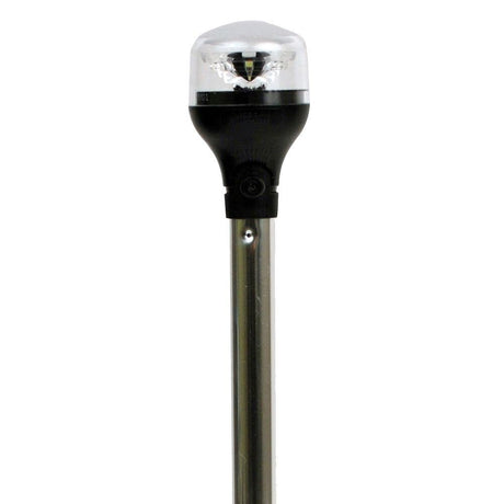 Attwood LightArmor All-Around Light - 12" Aluminum Pole - Black Vertical Composite Base w/Adapter - 5557-PV12A7