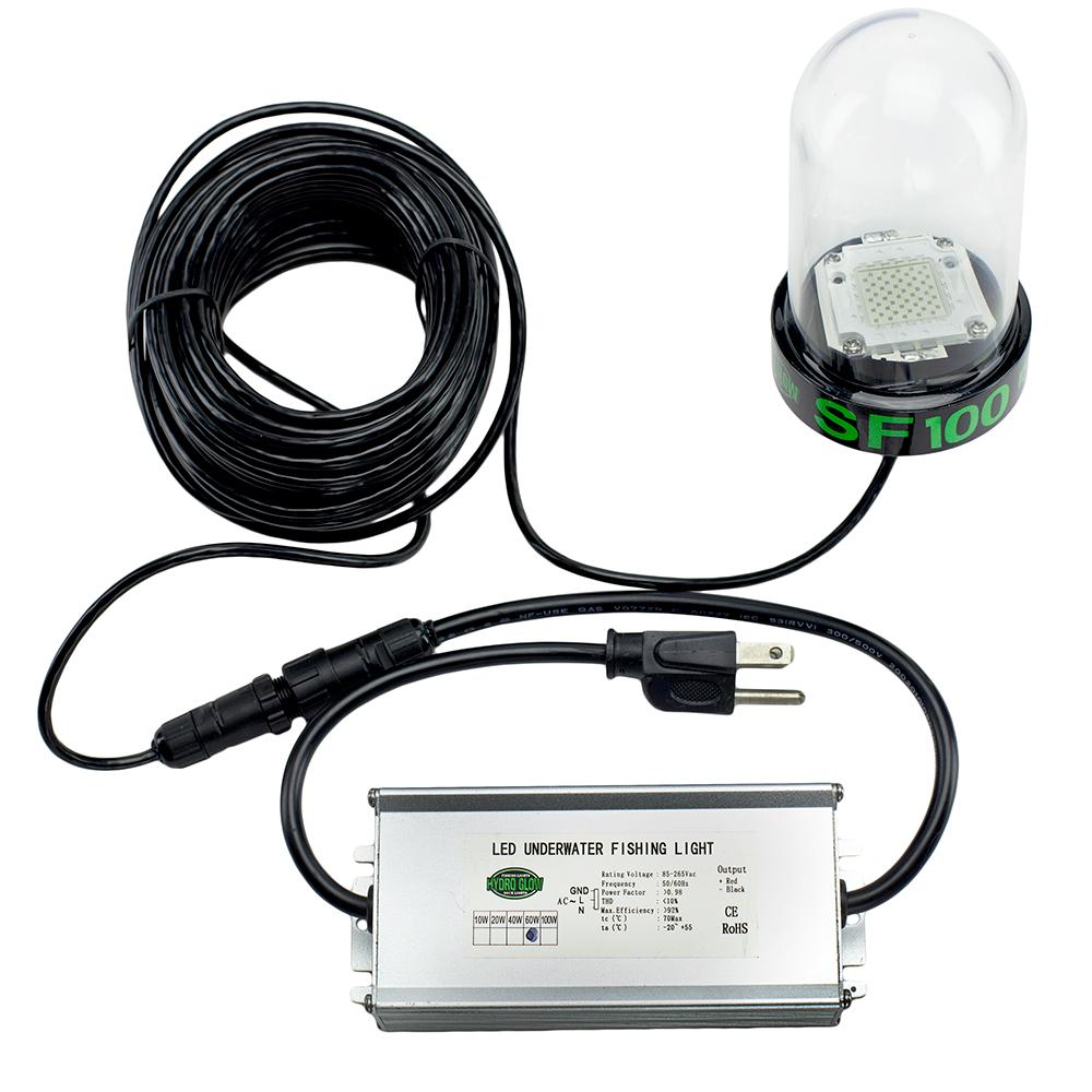 Hydro Glow SF100G 100W/120VVAC Underwater Dock Light - Green Anchored To Bottom - SF100G