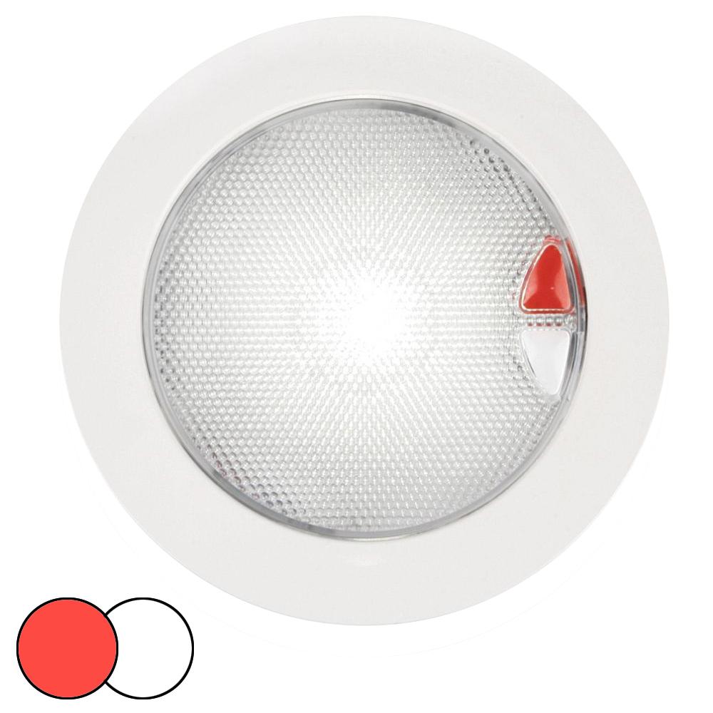 Hella Marine EuroLED 150 Recessed Surface Mount Touch Lamp - Red/White LED - White Plastic Rim - 980630002